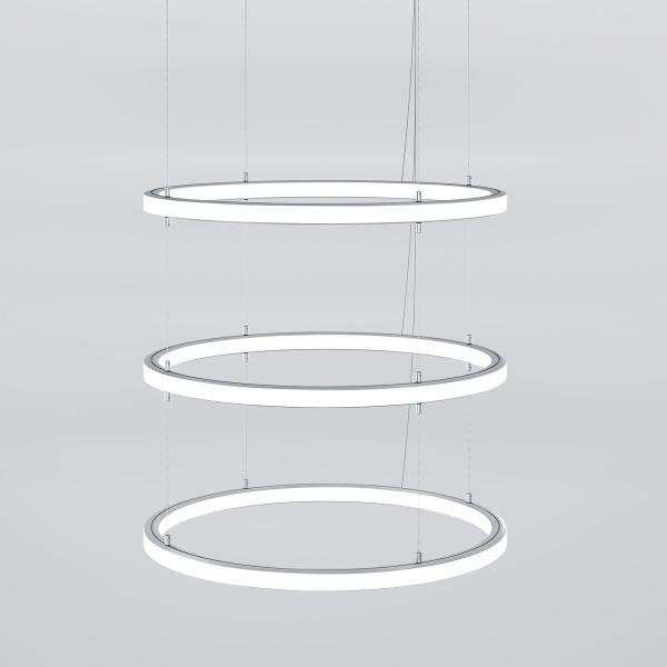 LED Deckenleuchte in Ringform mit drei Ebenen ✓ Elegante Kaskadenlampe für Hotels, Rezeptionen und moderne Wohnbereiche.